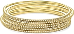This picture shows six 14k yellow gold diamond bangles; Each sold separately.