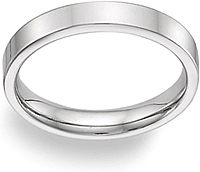 Ladies 14k White Gold Flat Wedding Band - 4mm