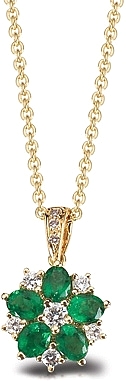 Large 18K Yellow Gold Emerald and Sapphire Necklace