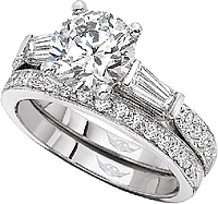 Martin Flyer Baguette and Pave Diamond Engagement Ring