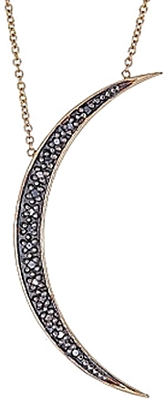 Maya J 14k Gold & Black Diamond Crescent Moon Necklace- 1.5"