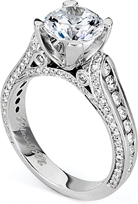 Michael M. Channel & Pave Set Diamond Engagement Ring