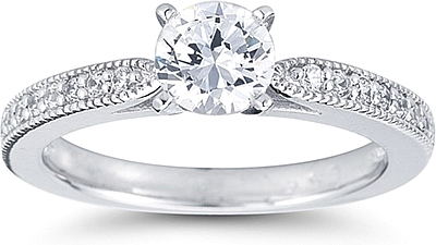 Milgrain diamond wedding rings