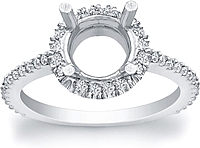 Pave Diamond Halo Engagement Ring for a Larger Center Diamond