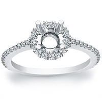 Pave Diamond Halo Engagement Ring