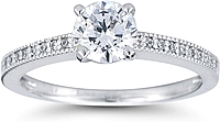 Petite Pave Diamond Engagement Ring w/ Milgrain