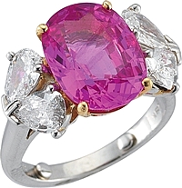Platinum Diamond & Pink Sapphire Ring- 6.54ct TW