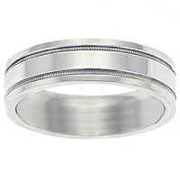 Platinum Flat 6mm Milgrain Wedding Band