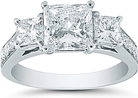 Platinum Three Stone Princess Cut & Pave Setting
