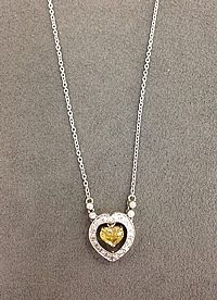 Platinum Yellow Diamond Heart Pendant