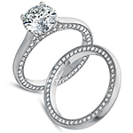 This image shows the setting with a round center diamond. The setting can be ordered to accommodate any shape/size diamond listed in the setting details section below. The matching wedding band is sold separately. 