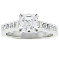 Precision Set Channel-Set Asscher Cut Diamond Engagement Ring .60ct tw