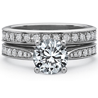 Precision Set Diamond Graduated Bead Engagement Ring .55ct tw