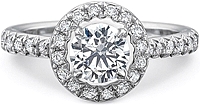 Precision Set French Cut Halo Diamond Engagement Ring