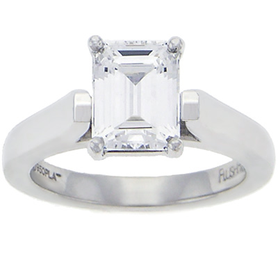 This image shows the setting with a 2.00ct emerald cut center diamond ...