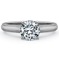 Precision Set Solitaire Engagement Ring with Milgrain Edging