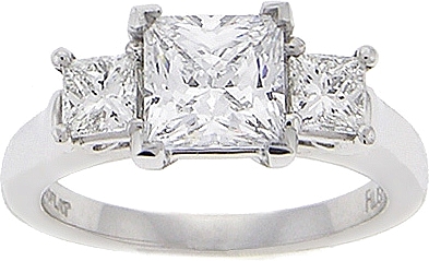 This image shows the setting with a 1.50ct princess cut center diamond. The setting can be ordered to accomodate any shape/size diamond listed in the setting details section below.