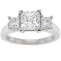 Precision Set Three Stone Princess Cut Engagement Ring .60ct tw