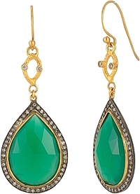 Sara Weinstock 18k Yellow Gold &amp; Sterling Silver Green Agate Earrings