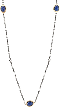 Sara Weinstock 30" Sterling Silver Lapis & Diamond Necklace