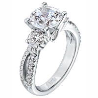 Scott Kay 1.06ct Split Shank Pave Engagement Ring for a larger center diamond