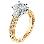 Scott Kay 19k Gold .87ct Princess Cut Vintage Diamond Setting