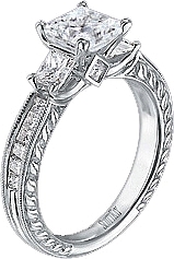 Scott Kay .87ct Vintage Style Princess Cut Engagement Ring