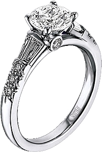 Scott Kay Baguette & Pave Diamond Engagement Ring .58ct tw
