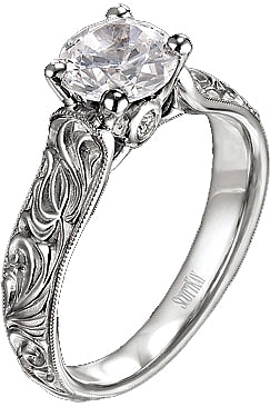 This image shows the setting with a basket made for a 1.00ct round ... This image shows the setting with a basket made for a 1.00ct round ...