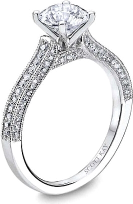 this image shows the setting with a 1ct round brilliant cut diamond the setting can be ordered to accommodate any shapesize diamond listed in the setting - Scott Kay Wedding Rings this image shows the setting with a 1ct round brilliant cut diamond the setting can be ordered to accommodate any shapesize diamond listed in the setting - Scott Kay Wedding Rings
