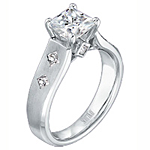 Scott Kay Princess Cut Diamond Engagement Ring with Satin Finish