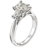 Scott Kay Three Stone Princess Cut Diamond Engagement Ring .58ct tw