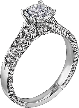this image shows the setting with a basket made for a 100ct round brilliant diamond the setting can be ordered to accommodate any shapesize diamond - Scott Kay Wedding Rings this image shows the setting with a basket made for a 100ct round brilliant diamond the setting can be ordered to accommodate any shapesize diamond - Scott Kay Wedding Rings