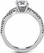 This image shows the setting with a 1ct round brilliant cut diamond. The setting can be ordered to accommodate any shape/size diamond listed in the setting details section below. The wedding band shown is sold separately.