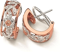 Simon G White and Rose Gold Earring with Floral Design