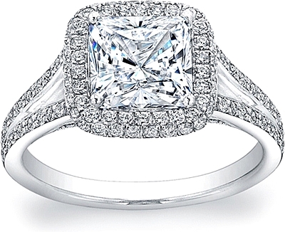 Split Shank Pave Diamond Halo Setting In Platinum Ad4800