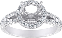 Split Shank Pave Diamond Setting with Halo