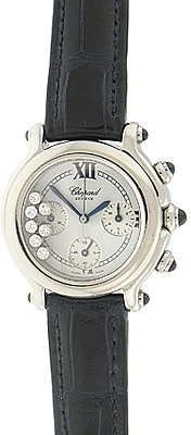 Stainless Steel Chopard Happy Sport Chrono w/ 7 Floating Diamonds