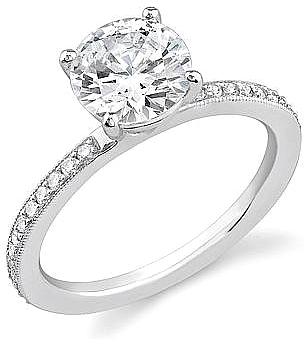 Round cut pave engagement ring