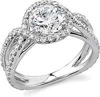 Stardust Twist Halo Micro Pave Diamond Engagement Ring .75cttw