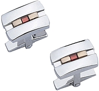 Sterling Silver & 14k Gold Garnet Cuff Links