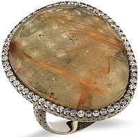Sterling Silver Labradorite & Diamond Ring- 1.02ct TW