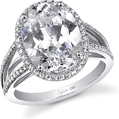 This image shows the setting with a 3.50ct oval cut center diamond. The setting can be ordered to accommodate any shape/size diamond listed in the setting details section below.