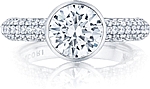 This image shows the setting with a 1.90ct round cut center diamond. The setting can be ordered to accommodate any shape/size diamond listed in the setting details section below.