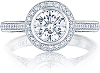 Tacori Bezel Set Pave Halo Diamond Engagement Ring