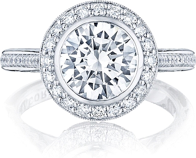 Pave bezel set engagement rings