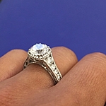 This image shows the setting with a 2.00ct round cut center diamond. The setting can be ordered to accommodate any shape/size diamond listed in the setting details section below.