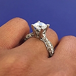 This image shows the setting with a 1.50ct round cut center diamond.