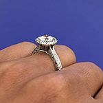 This image shows the setting with a 1.00ct round brilliant cut center diamond.