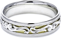 Tacori Engraved Wedding Band With Platinum and Yellow Gold-6.0mm